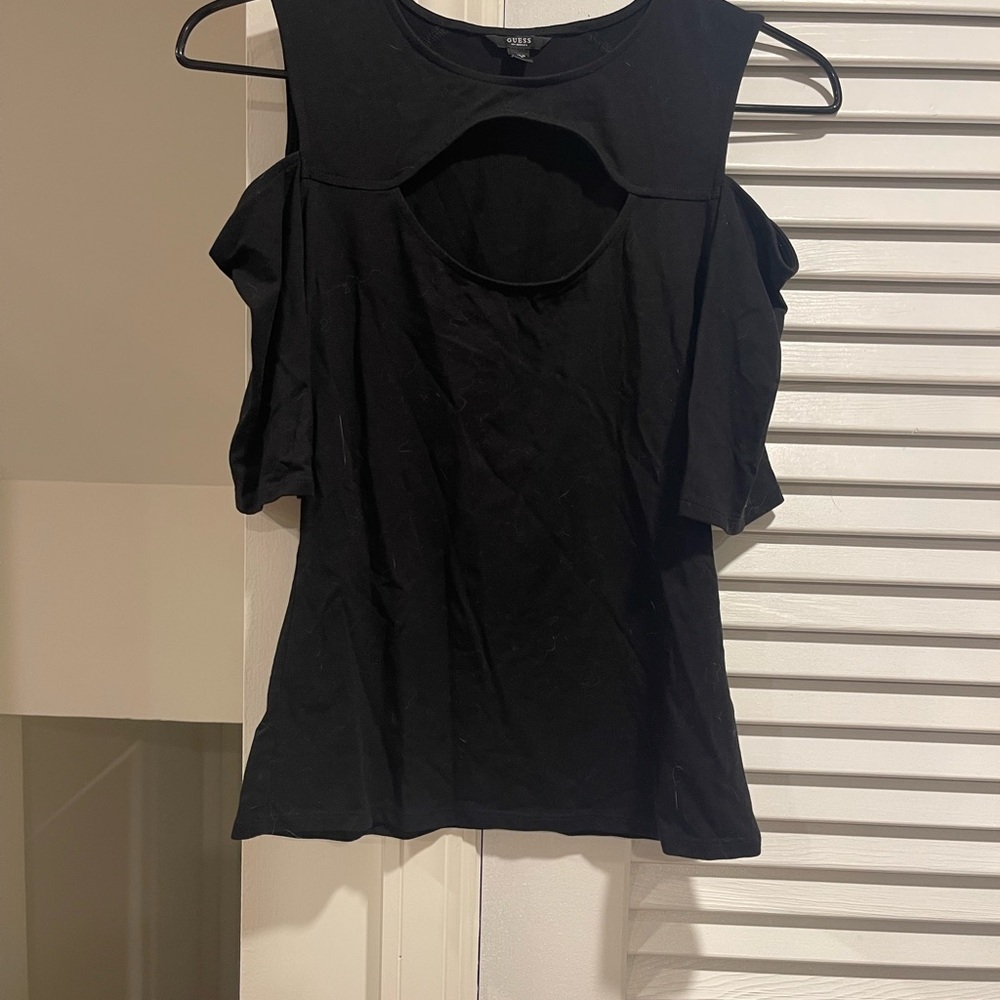 Guess Black Cold-Shoulder Cutout Top